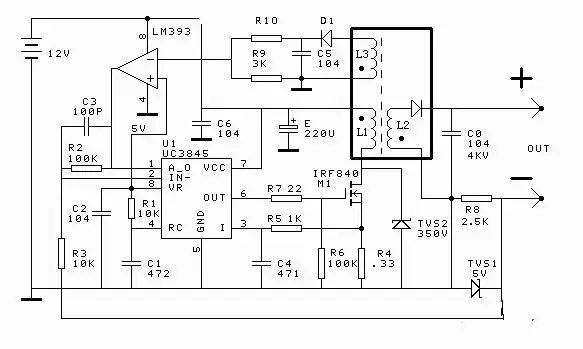 開關電源式高耐壓恒流源電路圖